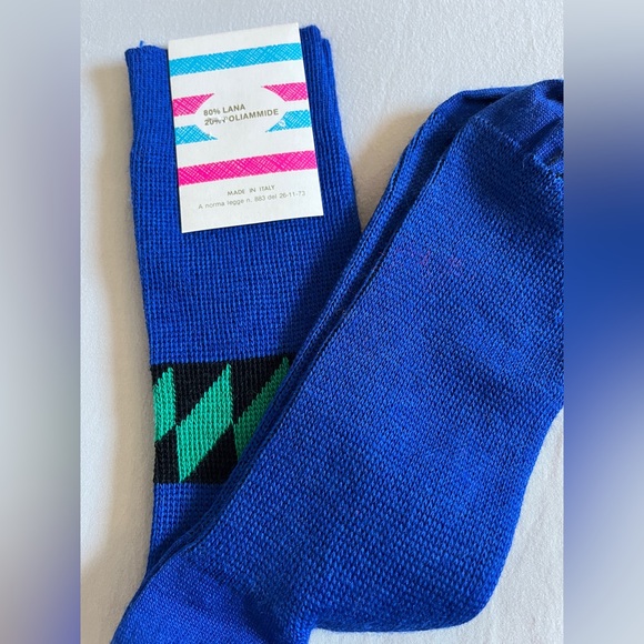 SOLD 🛑 Italian Wool Socks Vintage Retro Made in Italy Woolen Knit Electric Bold - Picture 6 of 6